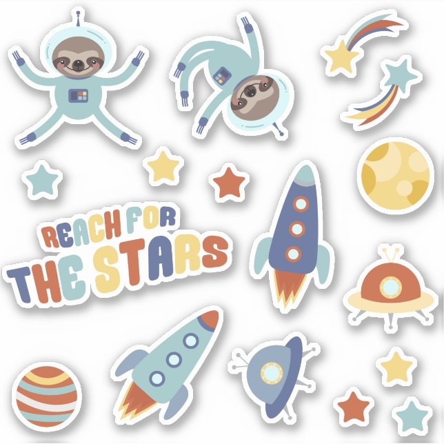 Weltraummäßchen Stars Planets Kids Aufkleber (Vorderseite)