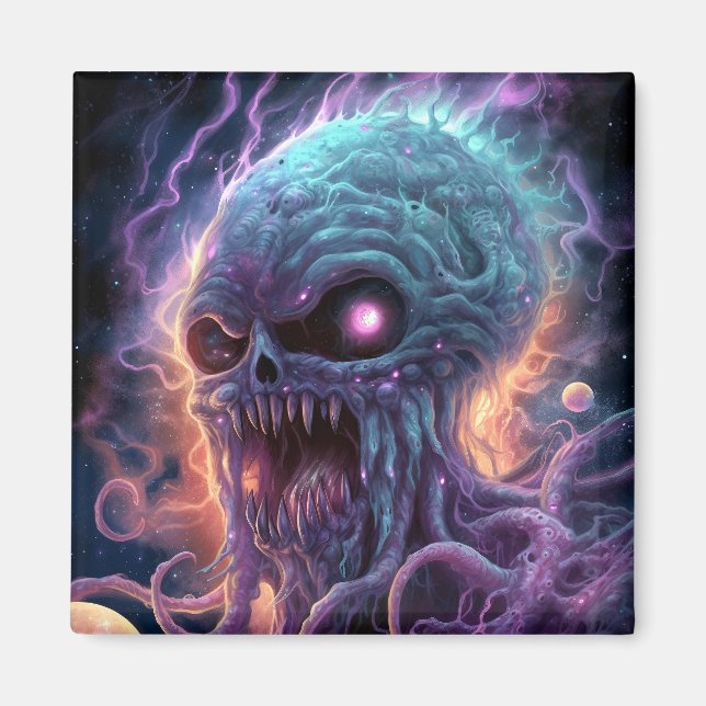 Weltraummonster Horror Art Magnet (Vorne)