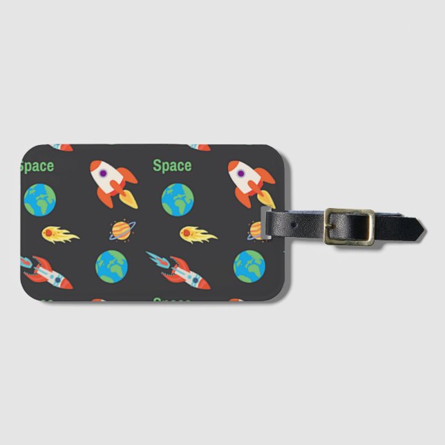 Weltraummuster auf schwarz gepäckanhänger (Vorderseite (Horizontal))