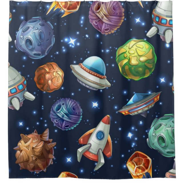 Weltraummuster Duschvorhang (Vorderseite)