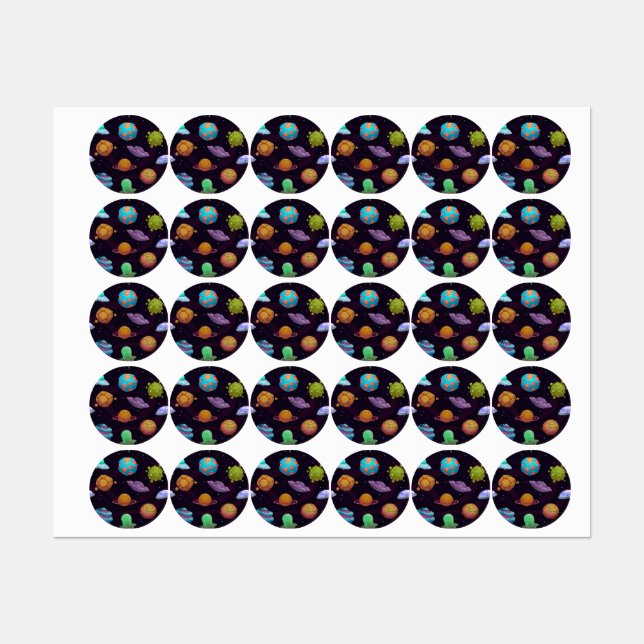 Weltraummuster Etiketten (Blatt)