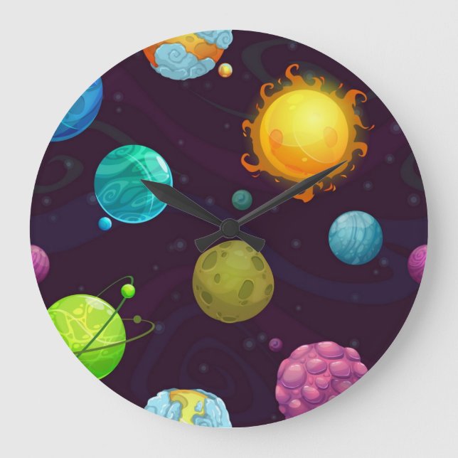 Weltraummuster Große Wanduhr (Vorderseite)