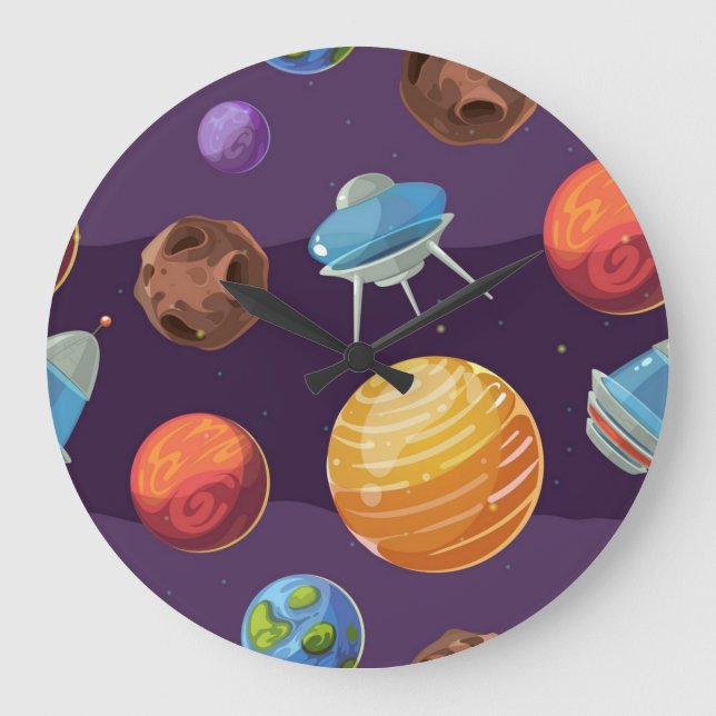 Weltraummuster Große Wanduhr (Vorderseite)