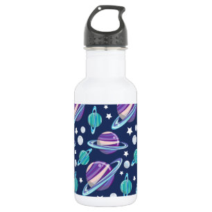 Weltraummuster, Planeten, Sterne, Galaxie, Kosmos Edelstahlflasche