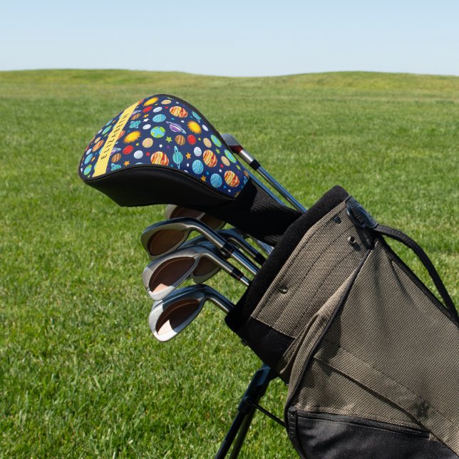Weltraummuster, Planeten, Sterne, Kosmos, Ihr Name Golf Headcover (In SItu)