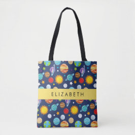 Weltraummuster, Planeten, Sterne, Kosmos, Ihr Name Tasche