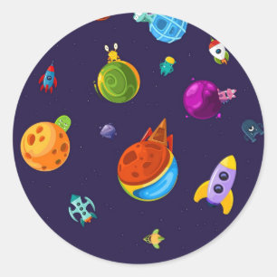 Weltraummuster Runder Aufkleber