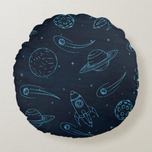 Weltraummuster Rundes Kissen