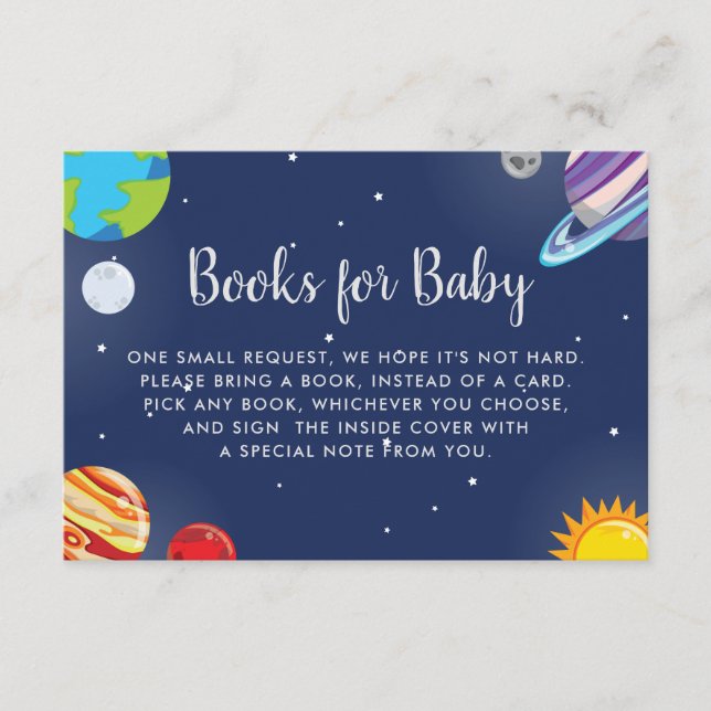Weltraumplanet Galaxy Babydusche Buchanfrage Begleitkarte (Vorderseite)