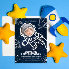Weltraumplaneten Astronaut 1. Geburtstag Einladung