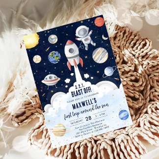 Weltraumplaneten Astronauten-Junge Geburtstag Einladung