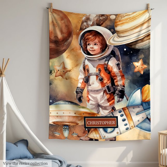 Weltraumplaneten Blanket Individuelle Name Astrona Fleecedecke (Space Planets Blanket Custom Name Astronaut Boys)