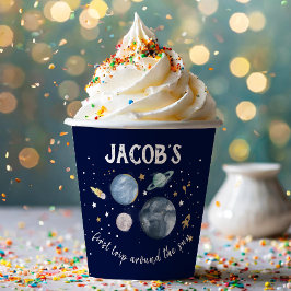 Weltraumplaneten Galaxy Erste Reise Junge Geburtst Pappbecher