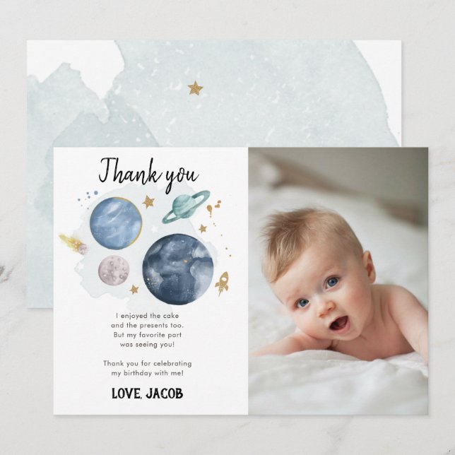 Weltraumplaneten Galaxy Junge Danke Karte (Vorne/Hinten)