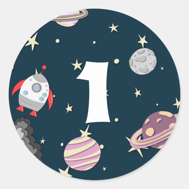 Weltraumplaneten Girl Galaxy Runder Aufkleber (Vorderseite)