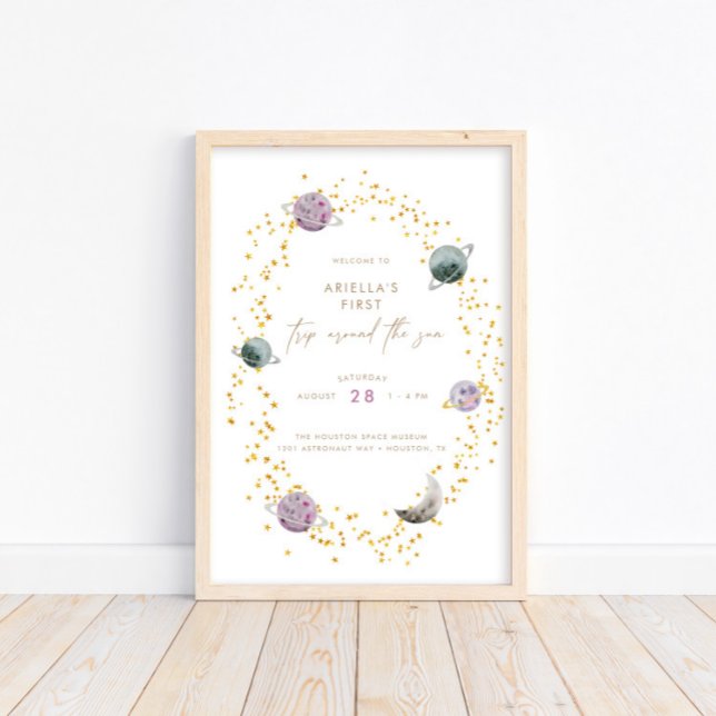 Weltraumplaneten - Girls Gold 1. Geburtstag Poster (Von Creator hochgeladen)
