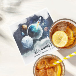 Weltraumplaneten & Raketenschiff Junge 1. Geburtst Serviette