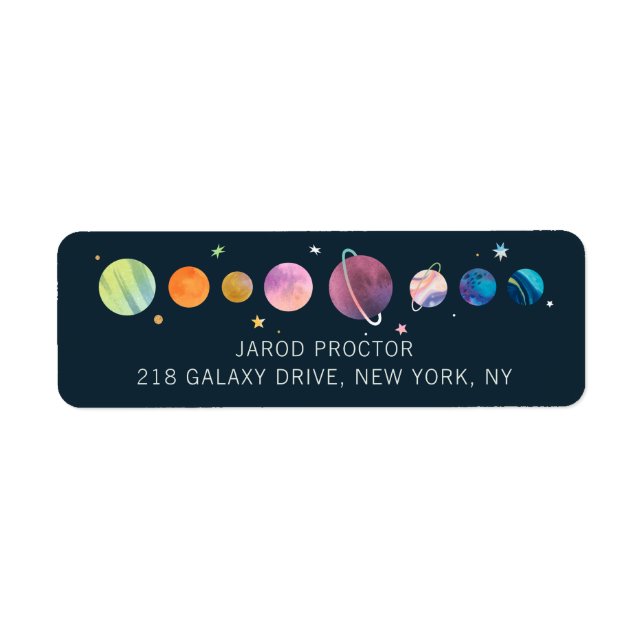 Weltraumplaneten Stars Moon Galaxy Rücksendeadress (Vorne)