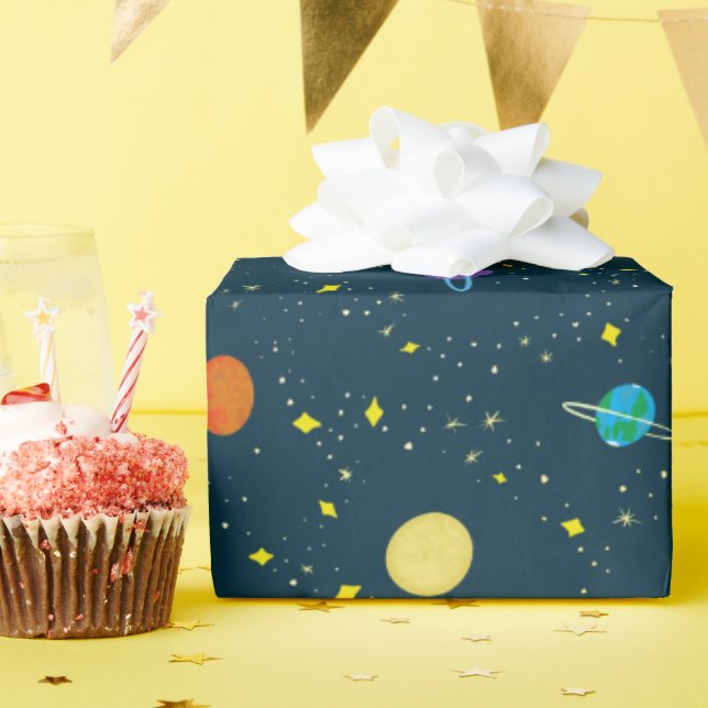 Weltraumplaneten & Sterne in der unbekannten Galax Geschenkpapier (Geburtstagsparty)