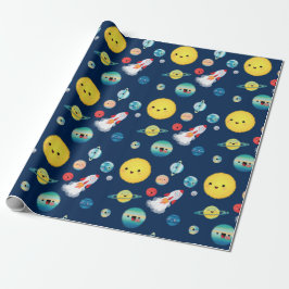 Weltraumplanets-Raketenschiff zum Geburtstag Geschenkpapier