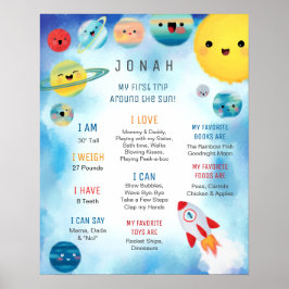 Weltraumplanets-Raketenschiff zum Geburtstag Poster