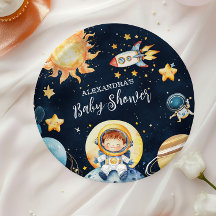 Weltraumplanets Rocket Navy Blue Baby Dusche