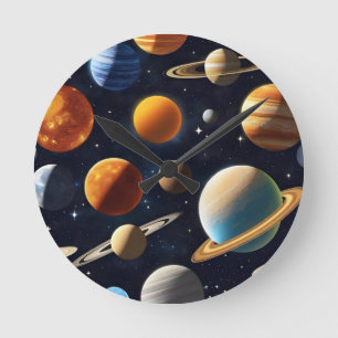 Weltraumplanungen 2 runde wanduhr