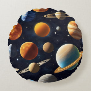 Weltraumplanungen 2 rundes kissen