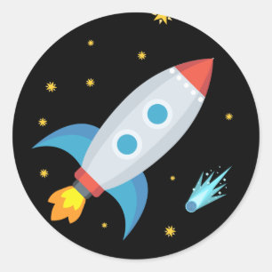Weltraumrakete Emoji Runder Aufkleber