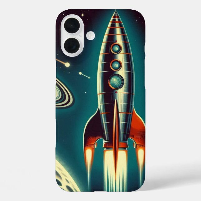 Weltraumrakete iPhone 16 Plus Hülle (Rückseite)