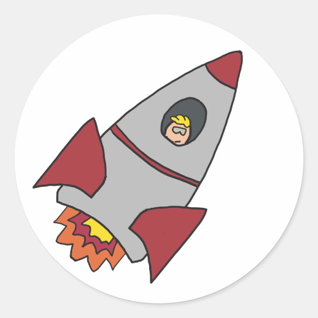 Weltraumrakete Runder Aufkleber (Vorderseite)