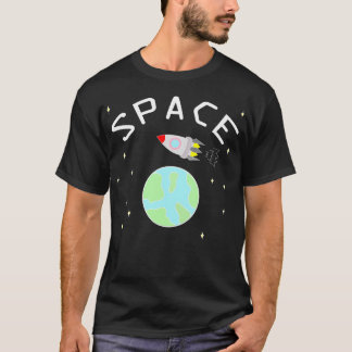 Weltraumrakete und Erdkunst T-Shirt