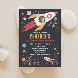 Weltraumrakete zum Geburtstag Foto Einladung