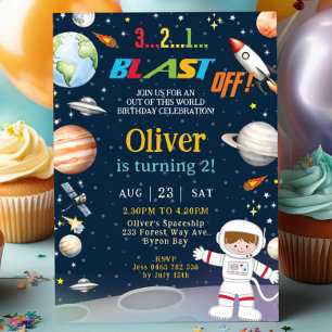 Weltraumraketenflugzeuge zum Geburtstag Einladung