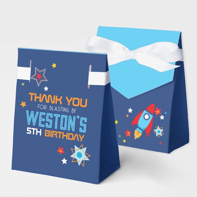 Weltraumraketenneavy & Baby Blue Gevor Boxen Geschenkschachtel (Outer Space Rocket Navy & Blue Gift Favor Boxes)