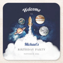 Weltraumraketenplaneten Galaxy Paper-Teller Rechteckiger Pappuntersetzer
