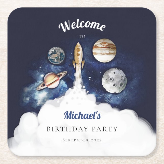 Weltraumraketenplaneten Galaxy Paper-Teller Rechteckiger Pappuntersetzer (Vorderseite)