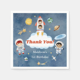 Weltraumraketenplaneten Papier Teller Napkins Serviette