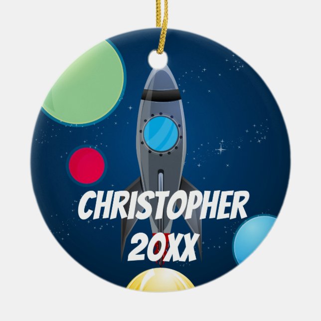 Weltraumraketenschiff Keramik Ornament (Vorne)