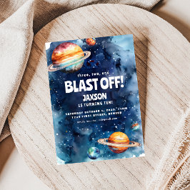 Weltraumraumflugzeug-Kindergeburtstag-Party einlad Einladung