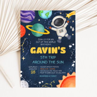Weltraumreise rund um die Geburtstagsparty der Son Einladung