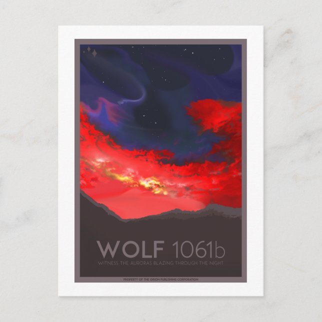Weltraumreisekarte - Wolf 1061b Postkarte (Vorderseite)