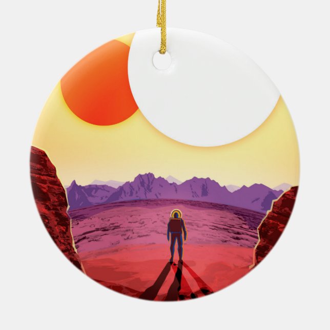 Weltraumreiseziel Planet-Abenteuer Keramik Ornament (Hinten)