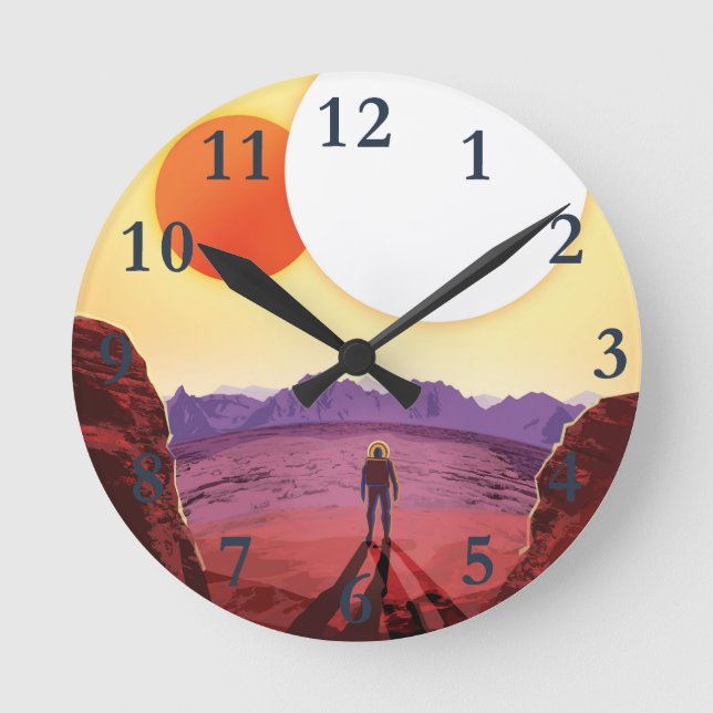 Weltraumreiseziel Planet-Abenteuer Runde Wanduhr (Vorderseite)