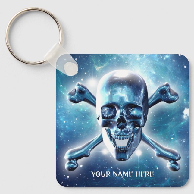 Weltraumschädel. Personalisiert Schlüsselanhänger (Vorderseite)