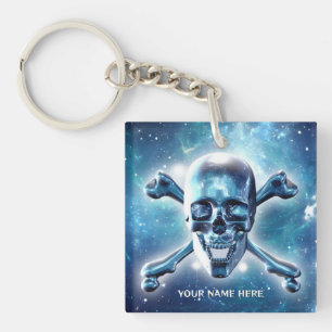 Weltraumschädel. Personalisiert Schlüsselanhänger