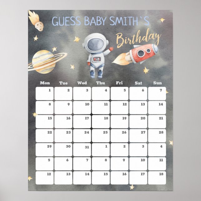 Weltraumschiff Astronaut Termin Kalender Poster (Vorne)