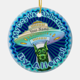 Weltraumschiff Außerirdischer Hund Entführung Keramik Ornament