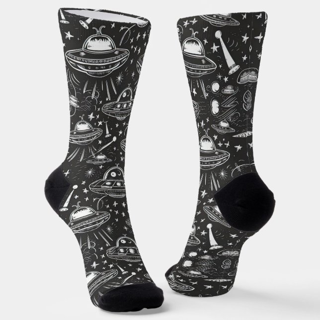 Weltraumschiff-Muster Socken (Gewinkelt)