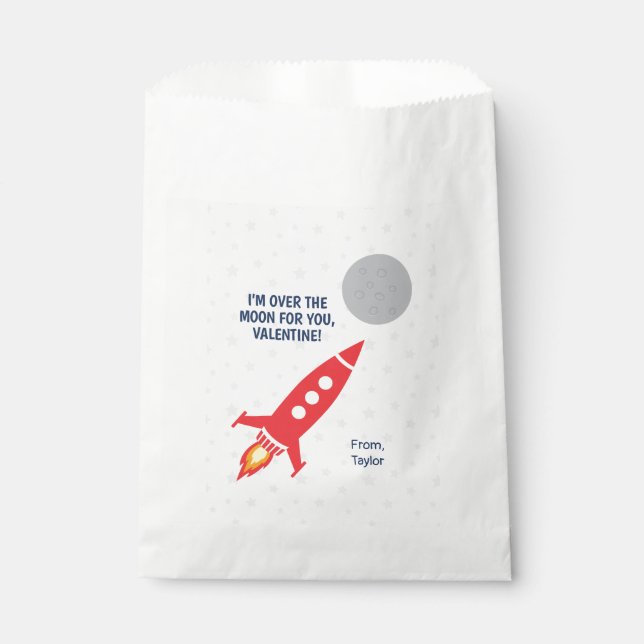 Weltraumschiff-Rakete Valentine bevorzugt Flaggen Geschenktütchen (Vorderseite)